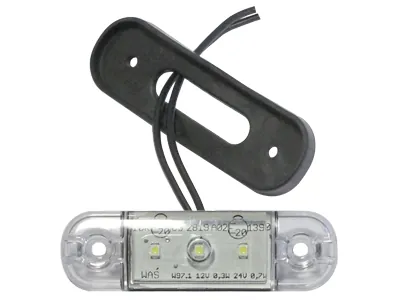 Balts LED Sānu Gabarītu Lukturis ar 3 LED Diodēm 12-24V, Virsmas Montāža