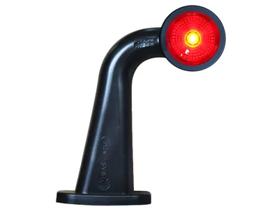 WAS LED Sānu Gabarītu Lukturis - Kreisais ar 90° Gumijas Stiprinājumu, 12-24V, ECE Sertificēts