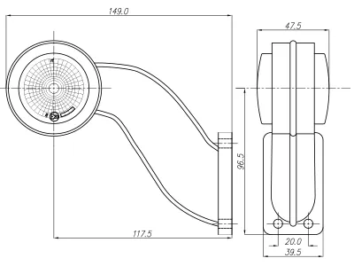 WAS Kreisās puses LED marķējuma lukturis (radziņš) ar gumijas kronšteinu, IP66/68, 12-24V, ECE sertifikāts - Attēls 2