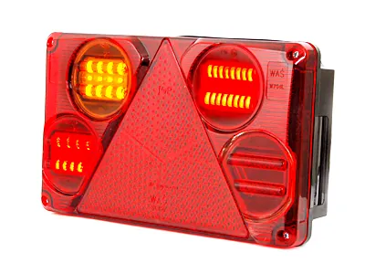 WAS LED Aizmugurējais lukturis piekabēm ar bremžu, pagrieziena un miglas funkcijām, 12-24V