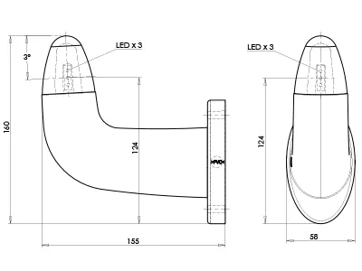 WAS LED Sānu Gabarītu Lukturis 'Viking' ar Gumijas Korpusu, Trīs Krāsu, 12-24V, ECE Sertifikāts - Attēls 3