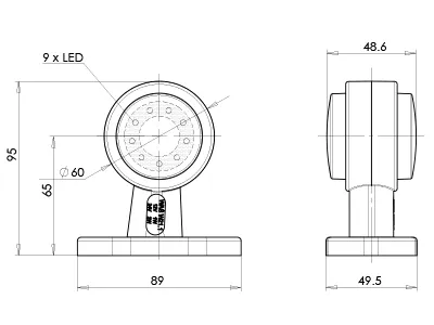 WAS LED sānu gabarītu lukturi (Radziņi), baltā/sarkanā krāsā, 12-24V, ECE sertificēti - Attēls 3