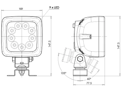 LED darba lukturi ar ECE sertifikātu, 1300/1980lm, IP66/68, 10-36V - Attēls 3