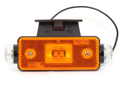 WAS dzeltens LED sānu gabarītu lukturis ar papildu gaismām, 24V, ECE