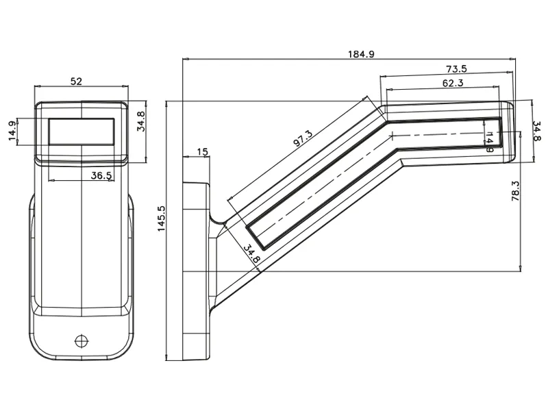 WAS LED Sānu Gabarīta Lukturis ar Dinamisko Pagrieziena Indikatoru, 12-24V - Attēls 2