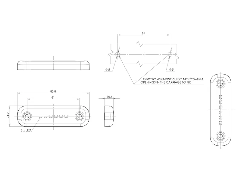 LED Dekoratīvais Apgaismojums 12-24V, 48.3lm, ECE/EMC Sertificēts Virsmas Stiprināms Auto Tūnings - Attēls 6