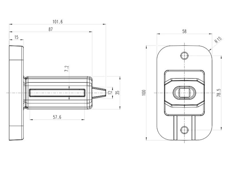 WAS LED Sānu Gabarītu Lukturis ar Gumijas Kāju, 12/24V, ECE un ADR Sertificēts - Attēls 2