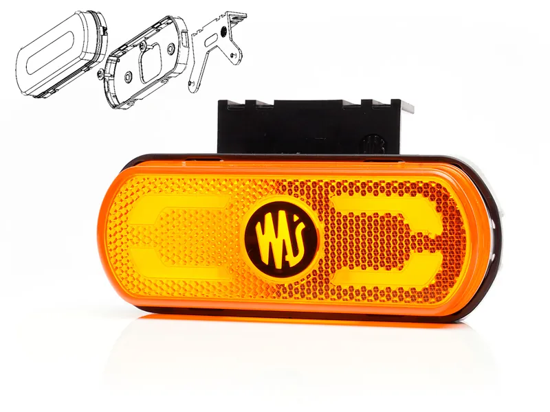 WAS Dzeltens LED Sānu Gabarītu Lukturis ar Pagrieziena Rādītāju, 12/24V, ECE/ADR Sertificēts