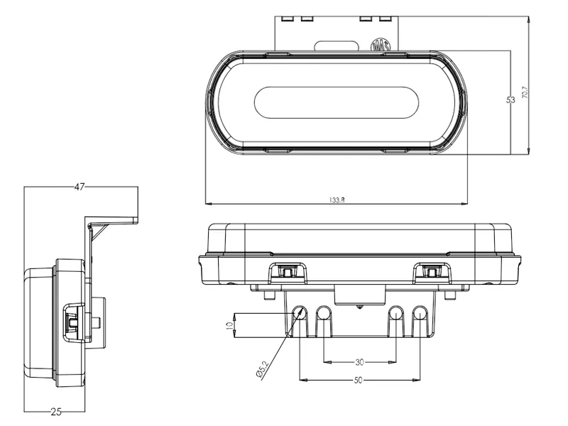 WAS Dzeltens LED Sānu Gabarītu Lukturis ar Pagrieziena Rādītāju, 12/24V, ECE/ADR Sertificēts - Attēls 2