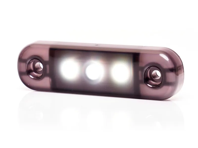 WAS Baltais LED sānu gabarītu lukturis (12/24V) ar tumšo stilu un ECE sertifikātu