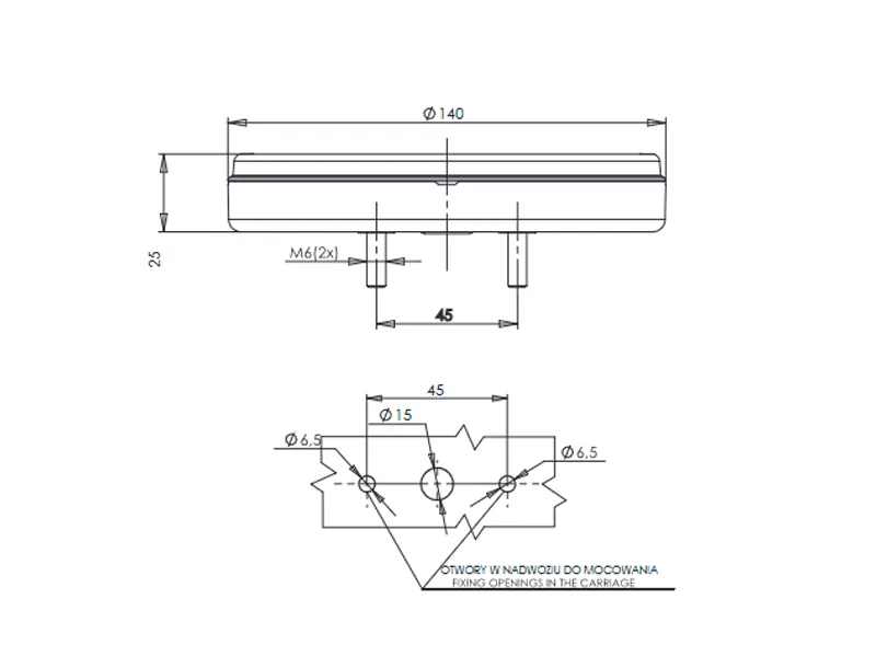 WAS Daudzfunkcionāls LED Aizmugures Lukturis, 12/24V, IP66/68, ECE Sertificēts, Apaļš ø140mm - Attēls 2