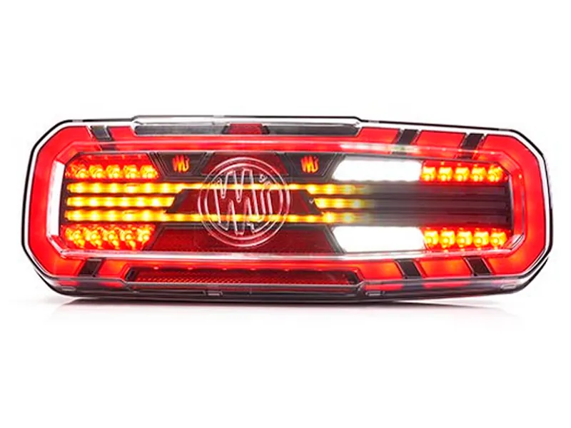 WAS LED Aizmugures Lukturis - Multifunkcionāls (Pozīcija, Stop, Dinamiskais Pagrieziens, Atpakaļgaita, Miglas Gaisma), IP6K9K, 12/24V - Papildlukturi.lv