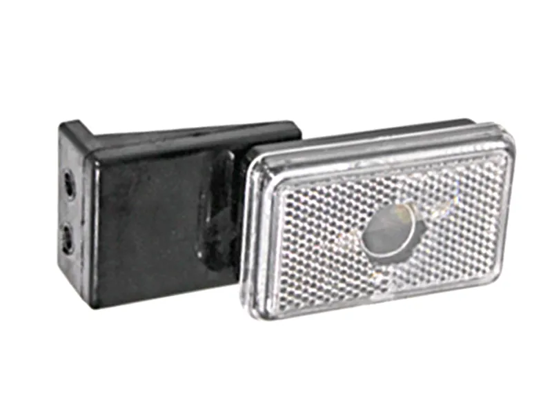 Baltais sānu gabarītu lukturis ar reflektoru un stiprinājumu, SV8.5, 74x45x24mm - Papildlukturi.lv