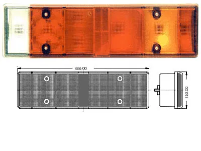 Universāls Rezerves Stikla Pārsegs 465x130mm - Volvo, MB, Scania, MAN, Fiat, Iveco Kravas Auto Aizmugures Lukturiem