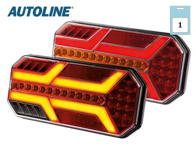 AUTOLINE Universāls LED Aizmugurējais Lukturis ar Dinamisko Pagrieziena Signālu, IP67, 12-24V
