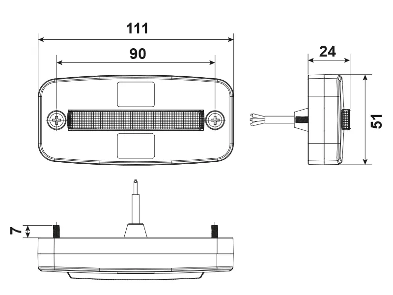 TRUCKVISION Dzeltens LED Sānu Gabarītu Lukturis 12-24V IP67 Ar Leņķveida Montāžu - Attēls 7