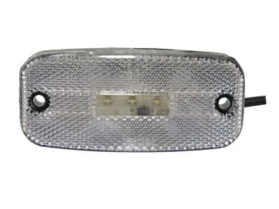 Baltais LED sānu gabarītu lukturis ar atstarotāju, 9-36V, 3 LED, 5m vads, ADR
