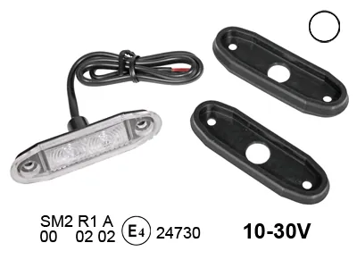Baltais LED Sānu Gabarītu Lukturis ar Iegremdējamo Montāžu 10-30V E-Approved