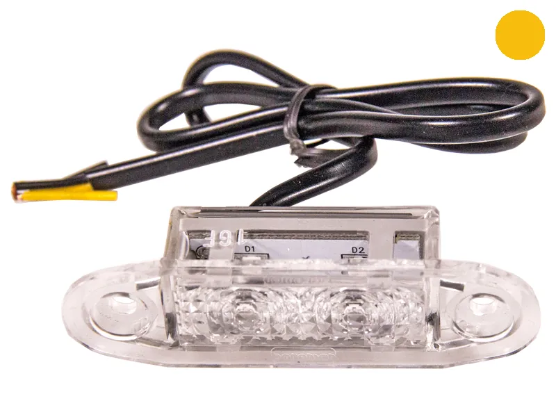 LED Dzeltens Sānu Gabarītu Lukturis 10-30V ar 2 LED Diodēm Iegremdēšanai
