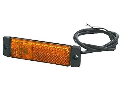 Dzeltens LED Sānu Gabarītu Lukturis ar Atstarotāju, 3 LED, 12-24V, Garums 130mm
