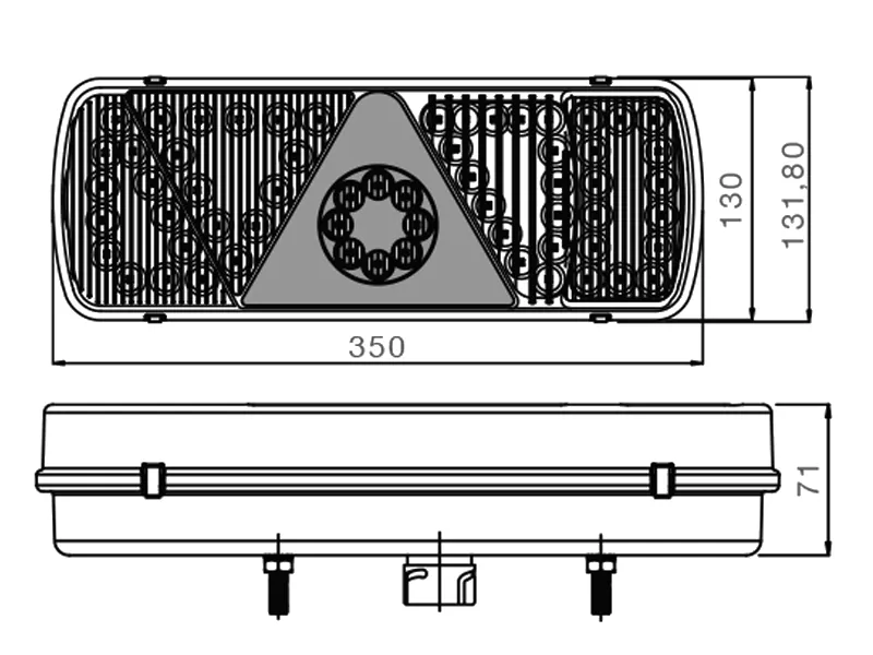 Aspöck ECOLED 5-kameru LED Labās Puses Aizmugurējais Lukturis Piekabēm ar Trīsstūra Atstarotāju, 24V - Attēls 2