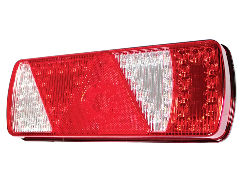 Aspöck ECOLED 5-kameru kreisais LED lukturis piekabēm, 24V, ar trīsstūrveida atstarotāju