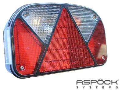 ASPöCK Piekabes aizmugurējais lukturis ar bremzēšanas un numura apgaismojumu, 12V