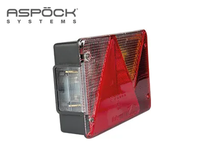ASPöCK aizmugurējais halogēna lukturis piekabēm ar bremžu un atpakaļgaitas funkciju, 5-pin spraudni