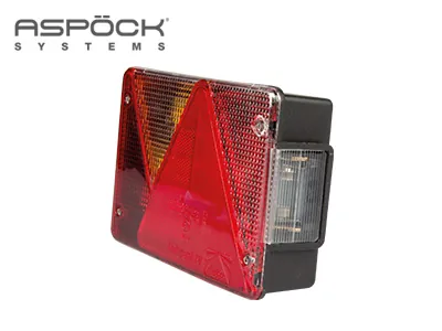 ASPöCK Halogēnu lukturis piekabēm ar bremžu, miglas un numura zīmes funkcijām