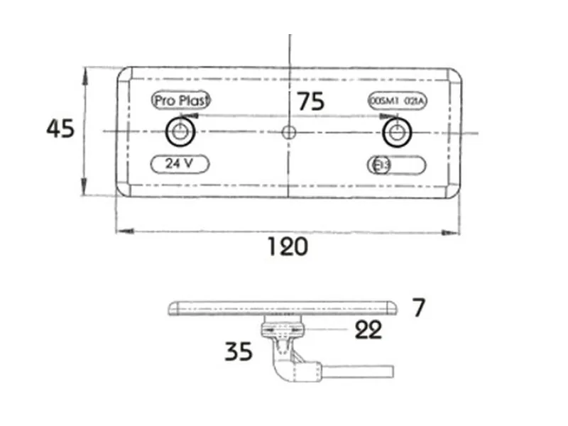 Dzeltens LED Sānu Gabarītu Lukturis 12V ar Atstarotāju un Skrūvju Stiprinājumu - Attēls 3
