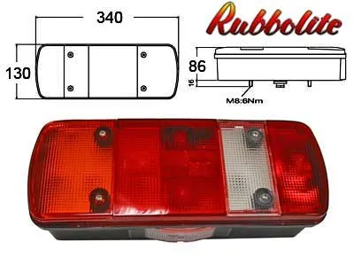 Universāls 5 Funkciju Aizmugurējais LED Lukturis, 12/24V, E/EMC Sertificēts (SKU: 1608-48111)