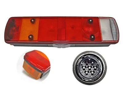 Universāls 7-kameru Aizmugures Lukturis ar Sānu Marķējumu un Numura Zīmes Apgaismojumu (12-24V)