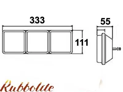 Trīsdaļīga Gumijas Luktura Pamatne Aizmugurējiem LED Lukturiem, 333x111x56mm - Saderīga ar 1608-4830, -4831, -4832 sērijām