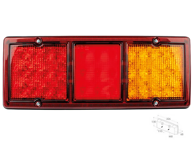 LED Aizmugures Lukturis, 3-kameru, Bremžu, Virzienrādītājs, 9-36V, 110mm Stiprinājums - Attēls 2