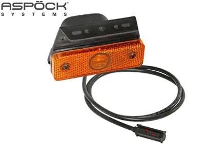 ASPöCK LED Dzeltens Sānu Gabarīta Lukturis ar Reflektoru, 24V, ADR Sertifikāts, 90° Stiprinājums