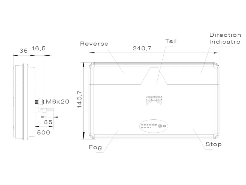 Aspöck LED Aizmugurējais lukturis piekabēm ar pagrieziena, bremžu, pozīcijas un miglas funkcijām (9-32V) - Attēls 2