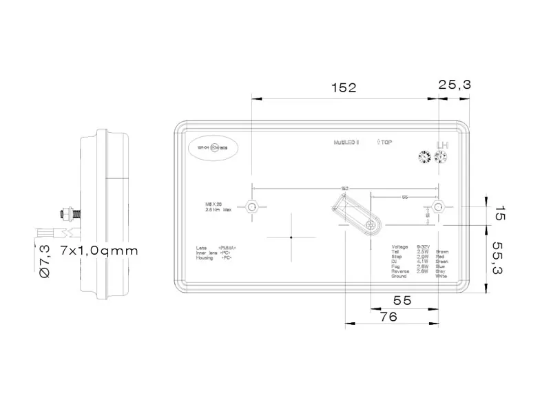 Aspöck LED Aizmugurējais lukturis piekabēm ar 5 funkcijām, 9-32V spriegumu - Attēls 3