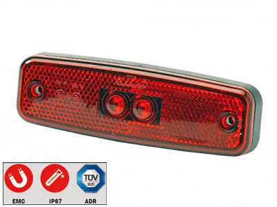 Universāls Sarkanais LED Sānu Gabarīta Lukturis ar Atstarotāju (12-24V)