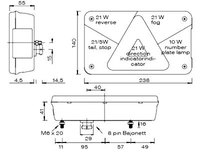 ASPöCK Aizmugurējais halogēnu lukturis piekabēm ar bremzēm, miglas un atpakaļgaitas funkcijām - Attēls 2