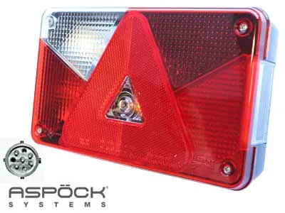 ASPöCK Piekabes aizmugures halogēnu lukturis ar bremžu, miglas, atpakaļgaitas un reģistrācijas apgaismojumu