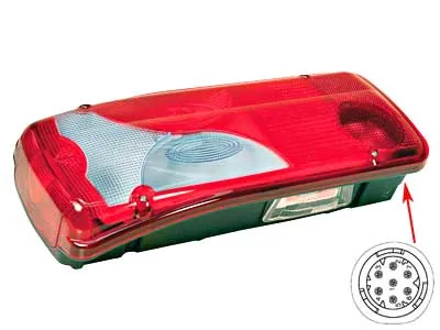 Vignal 7-kameru Aizmugures Lukturis Kravas Auto, 12-24V, ar Numurzīmes Apgaismojumu un Atstarotāju (1608-5000)