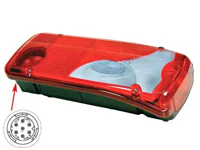 MAN 7-kameru aizmugures labās puses lukturis kravas automašīnām, 12-24V, skrūvju attālums 152mm