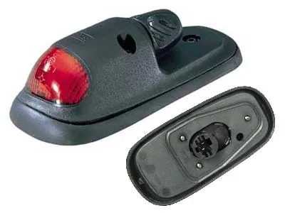 Sarkans hologēna sānu gabarīta lukturis ar gumijas pamatni un T10 savienojumu (140x65x30mm)