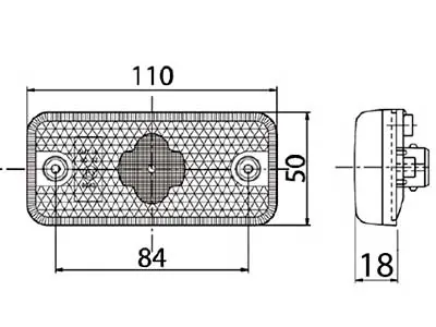 Dzeltens LED Sānu Gabarīta Lukturis Volvo Autobusiem - 24V, 4 LED ar Atstarotāju - Attēls 2