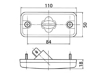 Sānu gabarītu lukturis ar atstarotāju, dzeltens, 110x50x18mm ar T10 spuldzes ligzdu - Attēls 2