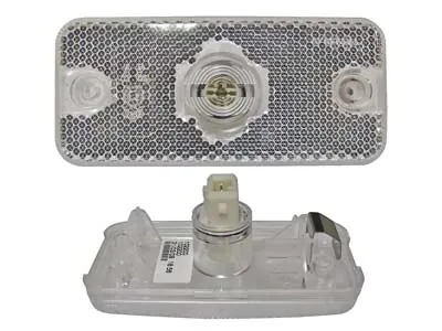 Baltais hologēna sānu gabarīta lukturis ar atstarotāju 12/24V, 110x50mm