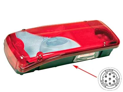 Vignal 7 funkciju aizmugures lukturis kreisais ar ADR apstiprinājumu, 12-24V, ECE E2 2040 sertificēts