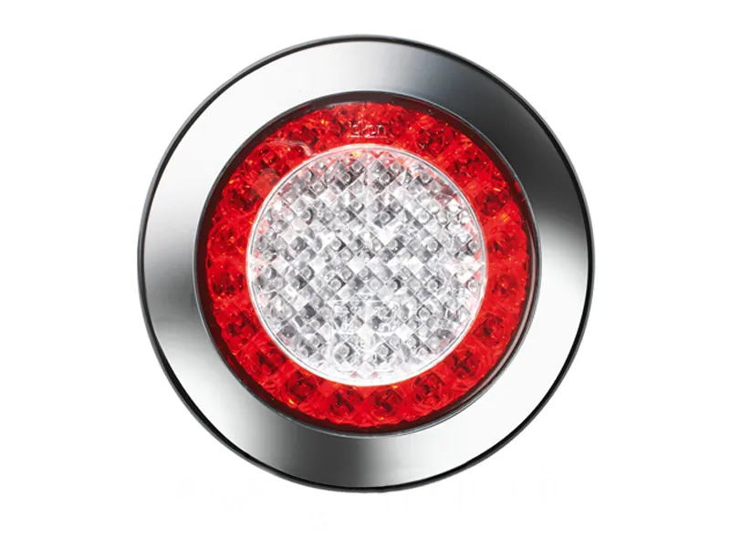 LED Aizmugurējais Lukturis ar Hromētu Korpusu - 24V - Apaļš - 155mm Diametrā