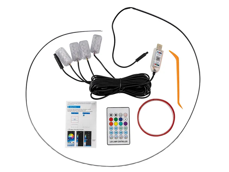 RGB LED Salona Apgaismojuma Komplekts ar Tālvadību un APP Kontroli, 12V-24V USB Pieslēgums - Attēls 4