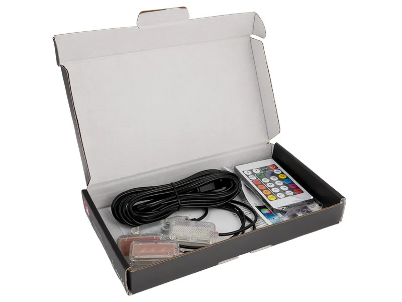 LED RGB Interior Light Set - Automašīnas Salona Apgaismojums ar Tālvadību un APP vadību, 4 LED Spuldzes - Attēls 3